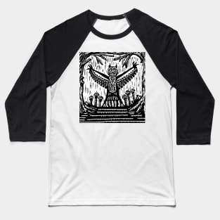 Mothman Woodcut Baseball T-Shirt